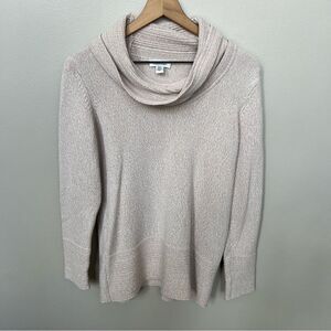 Calvin Klein Tan Beige Cowl Neck Casual Knit Ribbed Sweater Size Medium